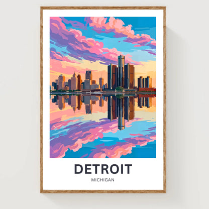 Detroit Travel Poster - Skyline