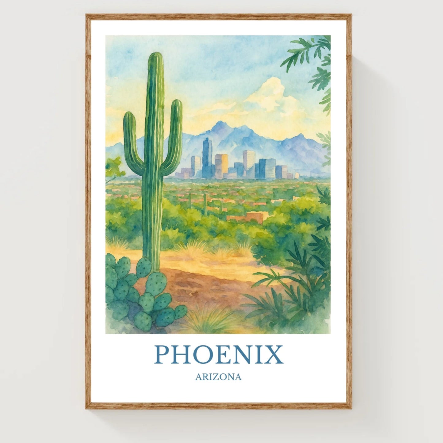 Phoenix, Watercolor design poster, Arizona Print, Phoenix Wall Art