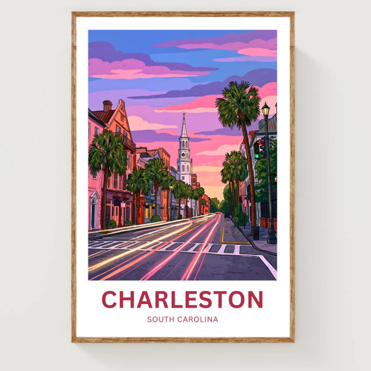 Charleston Historic District Travel Poster - Street Charm