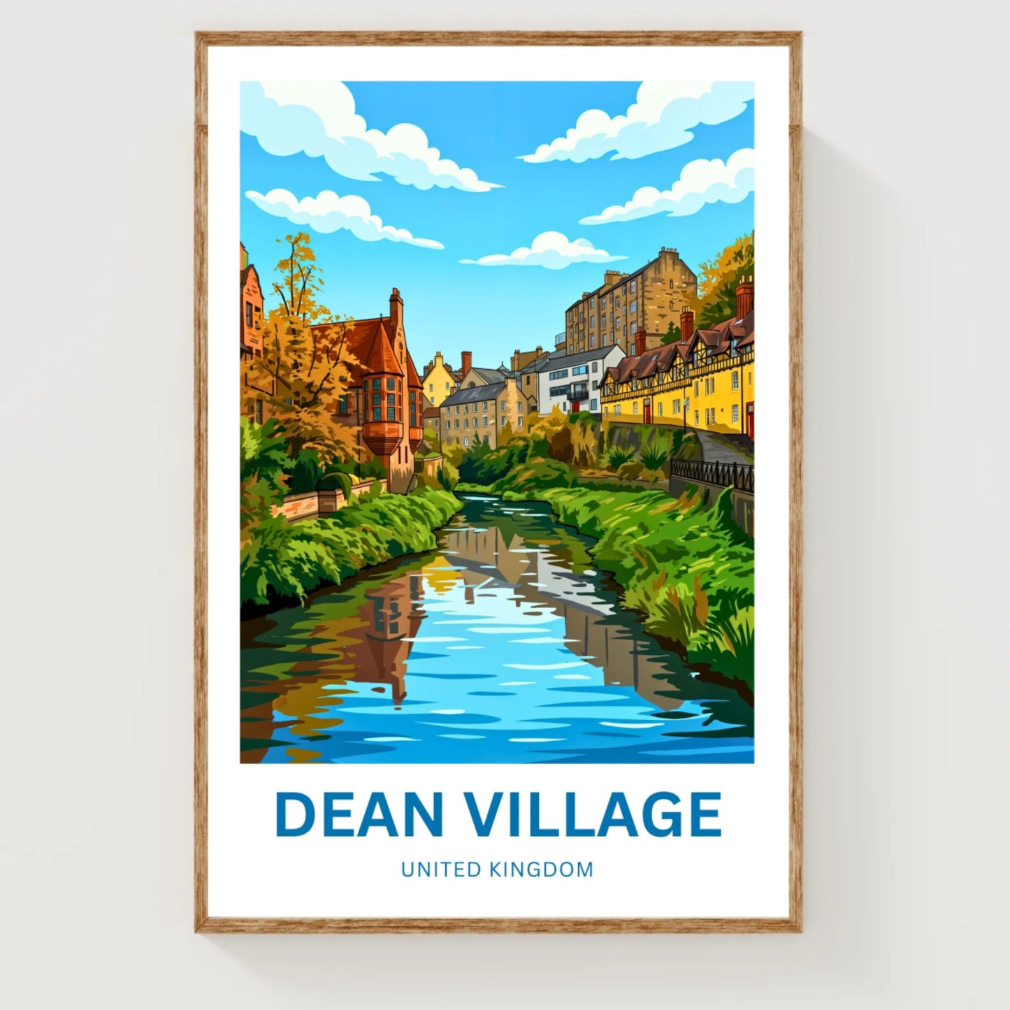 Dean Village Travel Poster - Water of Leith Serenity