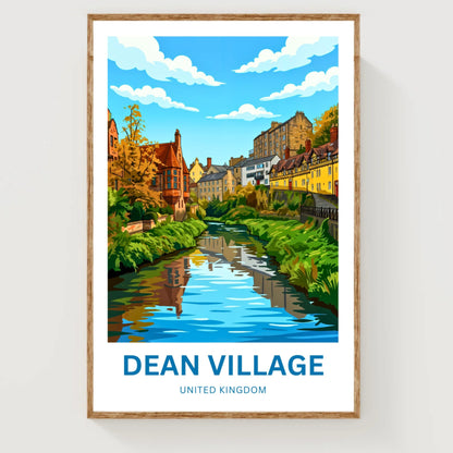 Dean Village Travel Poster - Water of Leith Serenity