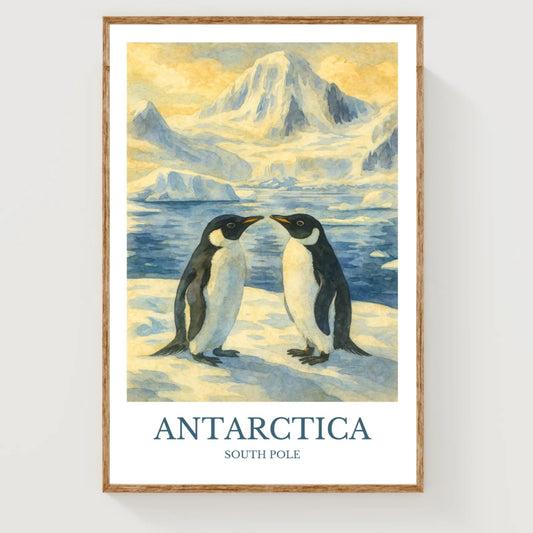 Antarctica, Watercolor design poster, South Pole Print, Antarctica Wall Art