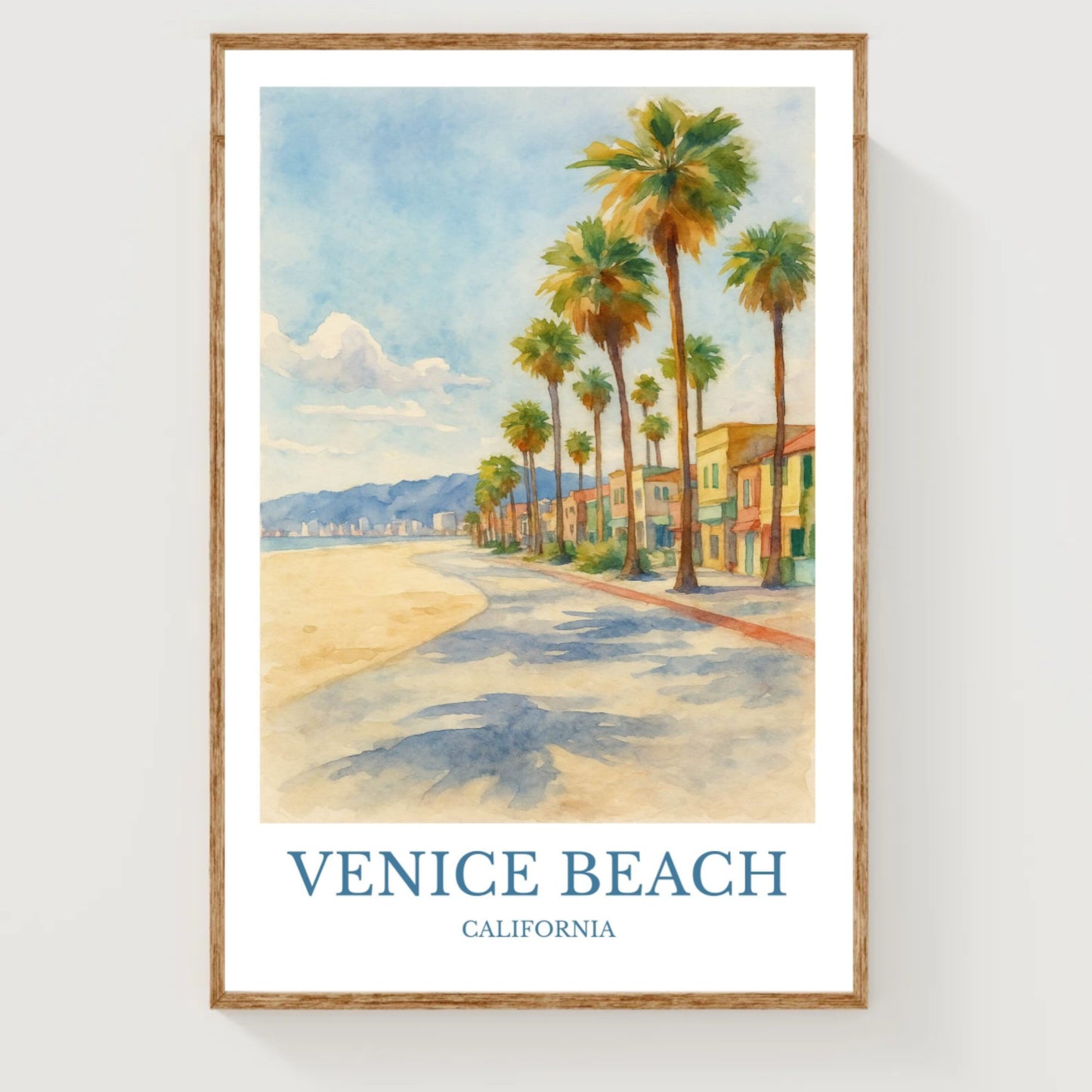 Venice Beach, Watercolor design poster, California Print, Venice Beach Wall Art