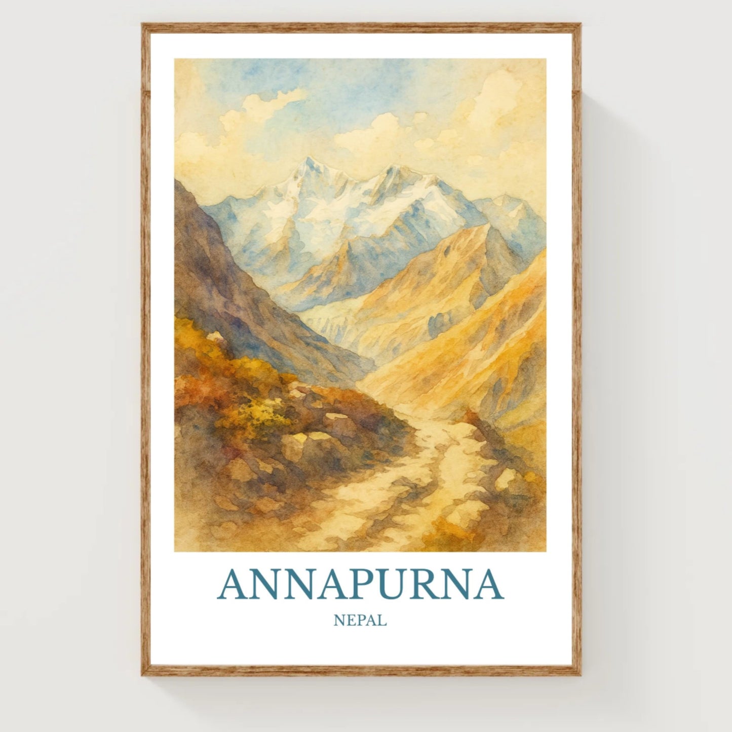 Annapurna, Watercolor design poster, Nepal Print, Annapurna Wall Art