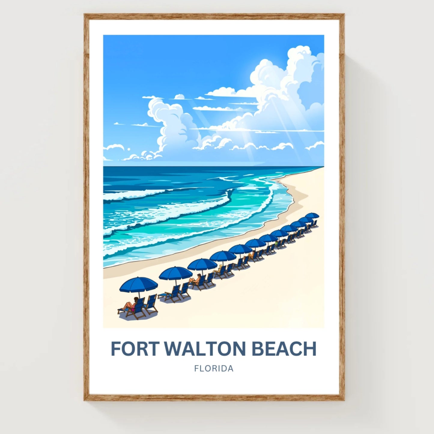 Fort Walton Beach Travel Poster - Ocean Views & Good Vibes Vacay
